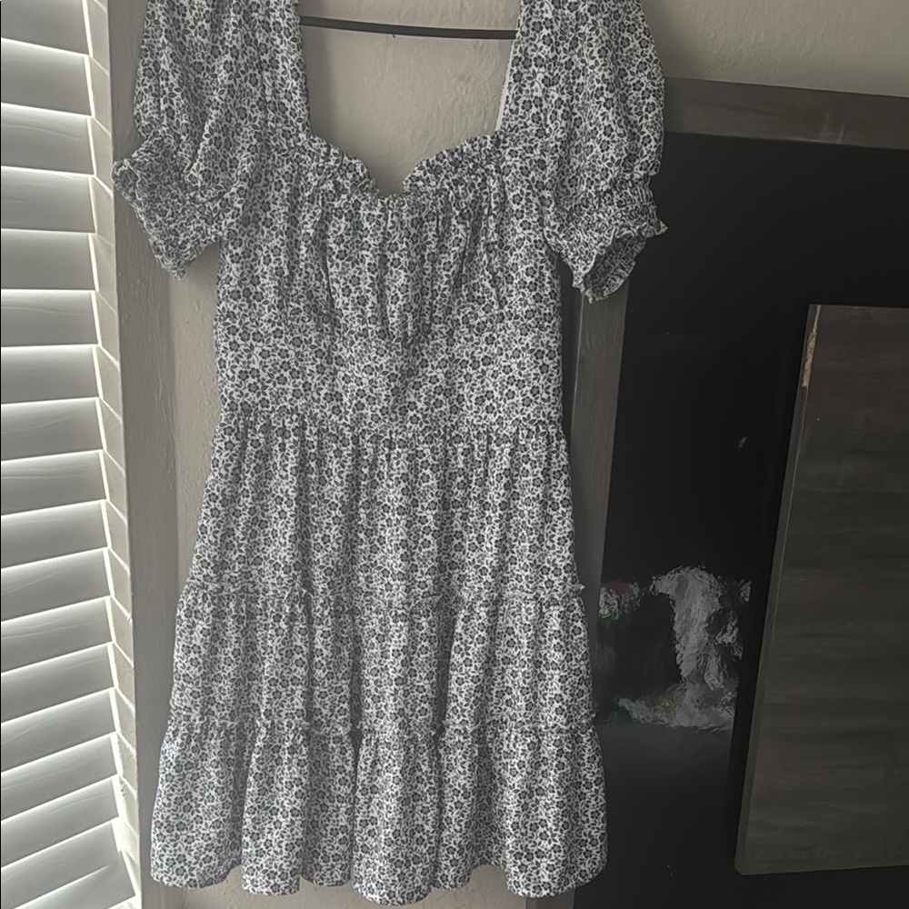 Trixxi Silver Sequin Puff Sleeve Mini Sundress